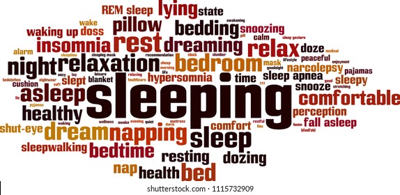 Sleeping word cloud concept. Vector illustration