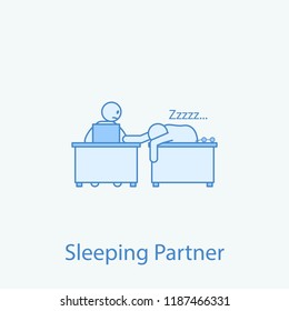 sleeping at the work 2 colored line icon. Simple colored element illustration. Outline symbol design from colleague and business partners set
