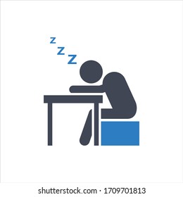 Sleeping at work icon on white background