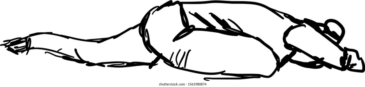 Sleeping yoga pose, illustration, vector on white background.