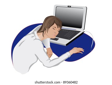 sleeping young woman with notebook
