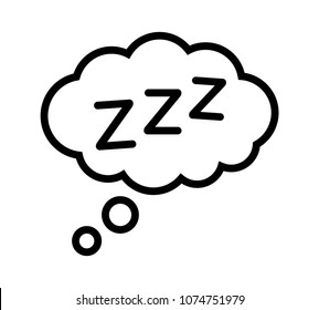 Sleeping, Zzz Or Slumber In Thought Bubble Vector Icon For Sleep Apps And Websites