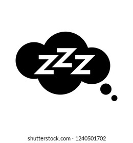 Sleeping, zzz or slumber in thought bubble vector icon for sleep apps and websites