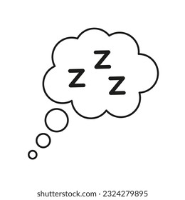 Sleeping, zzz or slumber in thought bubble. Vector illustration. stock image.