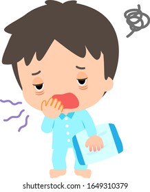 Sleepless man rising with a tired expression