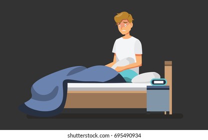 sleepless man  ,Vector illustration 