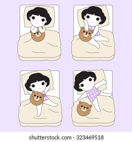 Sleepless Night Character illustration set