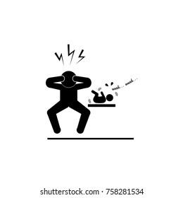 Sleepless nights of parents, not a sleeping child icon on white background
