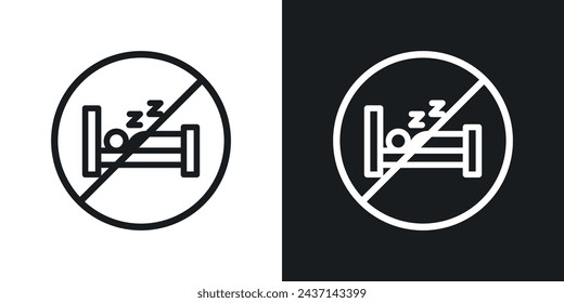 Sleepover Ban Sign Icon Designed in a Line Style on White background.