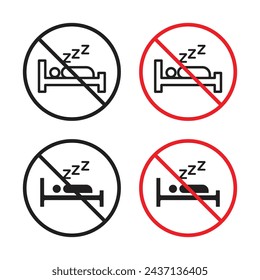 Sleepover Ban-Vorzeichen Vektor-Symbolsatz. Übernachtungsgrenze Emblem Vektor-Symbol für UI-Design.