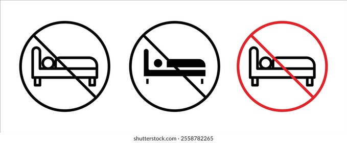 Sleepover ban sign vector set