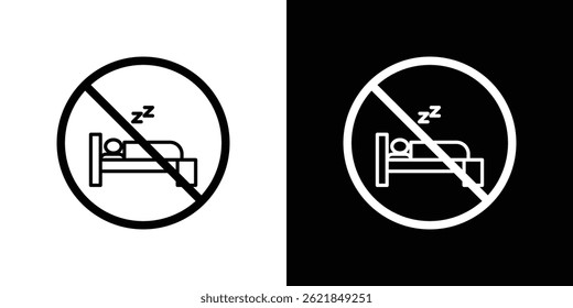 Sleepover ban signs concept stroke on white background