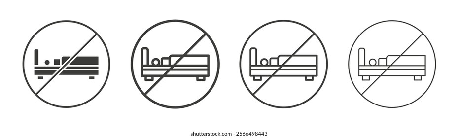 Sleepover ban signs flat and linear vector illustration on white background.