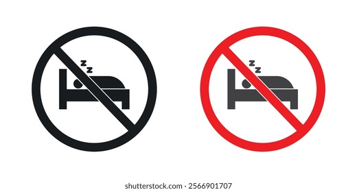 Sleepover ban signs set in black and colored