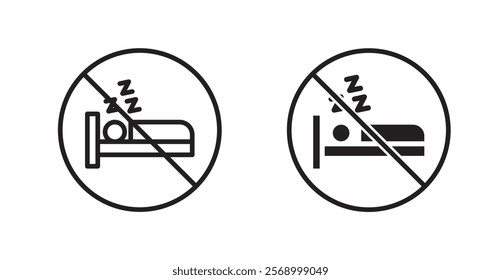 Sleepover ban signs set vector graphics designs