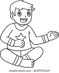 Sleepover Boy Telling Stories Isolated Coloring 