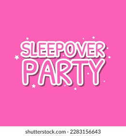 Sleepover Party Girls Fashion Icon Text Banner Design Vector