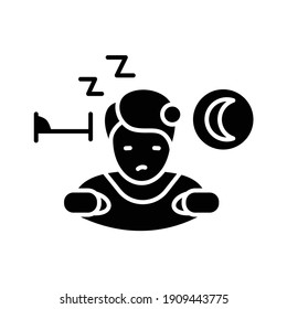 Sleepwalking glyph icon. Sleep disorder. Healthy sleeping concept. Sleep problems treatment. Lunatizm trouble. Lunatic. Health care. Filled flat sign. Isolated silhouette vector illustration