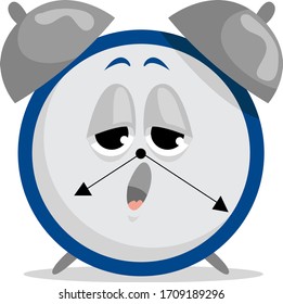 Sleepy alarm clock, illustration, vector on white background