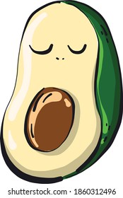 Sleepy avocado, illustration, vector on white background.