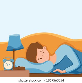 Sleepy Awake Man Bed Suffers Insomnia Stock Vector (Royalty Free ...