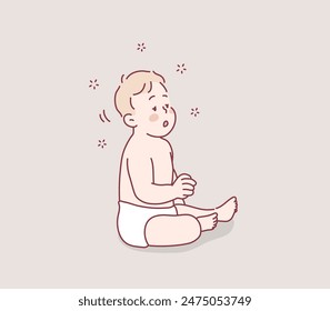 sleepy baby. Hand drawn style vector design illustrations.