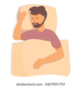 Sleepy barbudo hombre icono Vector de dibujos animados. Hora de dormir. Descansar feliz y saludable