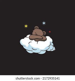 ilustración de osos dormidos para diseño vectorial de logotipo