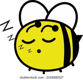 Sleepy bee, illustration, vector on a white background.