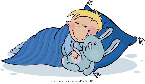 Sleepy boy with a favourite toy