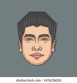 Sleepy Boy Symmetrical Portrait Illustration