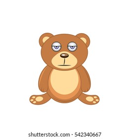 sleepy brown bear isolated on white background.