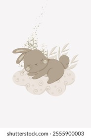 sleepy bunny cloud rabbit boho