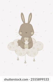 sleepy bunny rabbit stars neutral