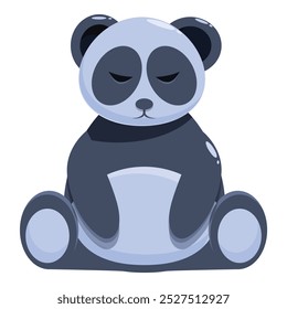 Sleepy cartoon panda bear relaxing in a sitting pose with its eyes closed