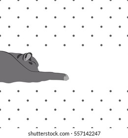 The sleepy cat with an outstretched paw. Vector illustration.