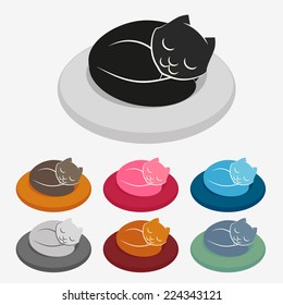 Sleepy cat. Set full color