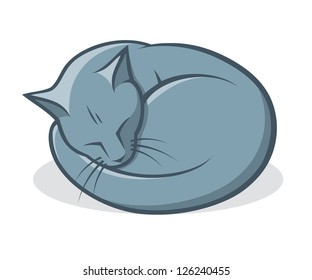 Sleepy cat - vector illustration