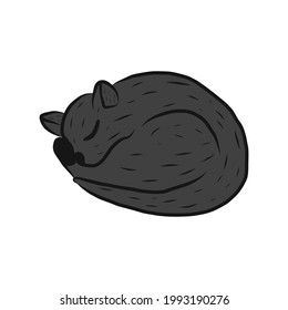 Sleepy cat - vector illustration. hand drawn style. isolated on white background