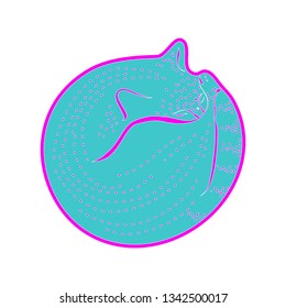 sleepy cat vector isolated pink teal color