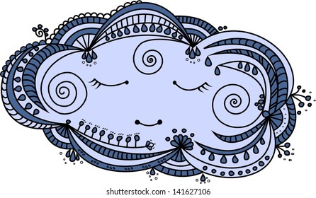 Sleepy cloud doodle illustration