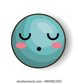 sleepy emoji blue design isolated