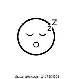 Sleepy Emoji face (Emoticon) Icon  Vector - In Line  Stroke Design. Vector Illustration. EPS file 22.