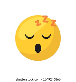 Sleepy emoji face flat style icon design, Cartoon expression cute emoticon character profile facial toy adorable and social media theme Vector illustration