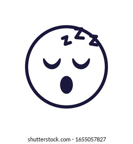 Sleepy emoji face flat style icon design, Cartoon expression cute emoticon character profile facial toy adorable and social media theme Vector illustration