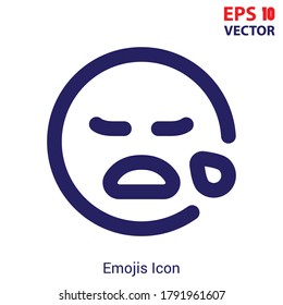 Sleepy emoji outline vector icon. Thin line emoji icon, flat vector simple element illustration from editable emoji concept. Eps10 vector illustration.