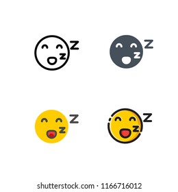 sleepy emoji vector with four different styles