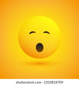 Sleepy Emoji Vector Illustration - Yawning Face with Open Mouth, Emoji with Closed Eyes - Popular Chat Element - Trending Emoticon on Yellow Background