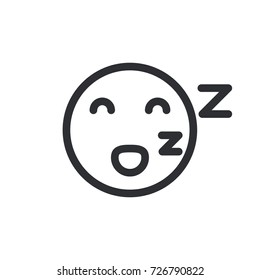 Sleepy emoticon vector. Sleepy emoticon outline style design