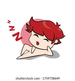 Sleepy expression. Vector illustration characters